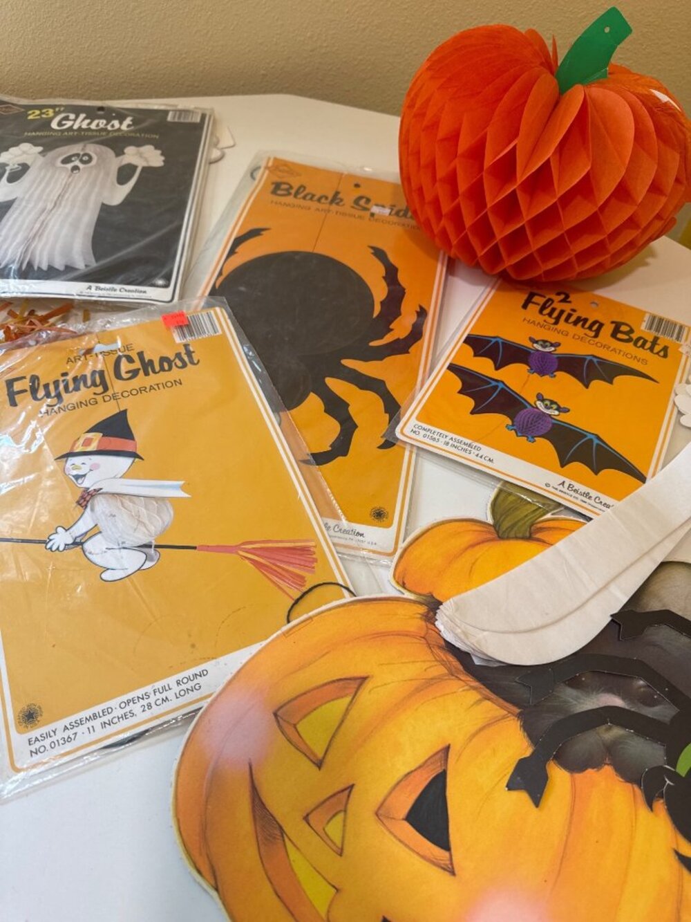 Vintage Beistle Halloween Art-Tissue Hanging Decorations 1980s Includes Spider G